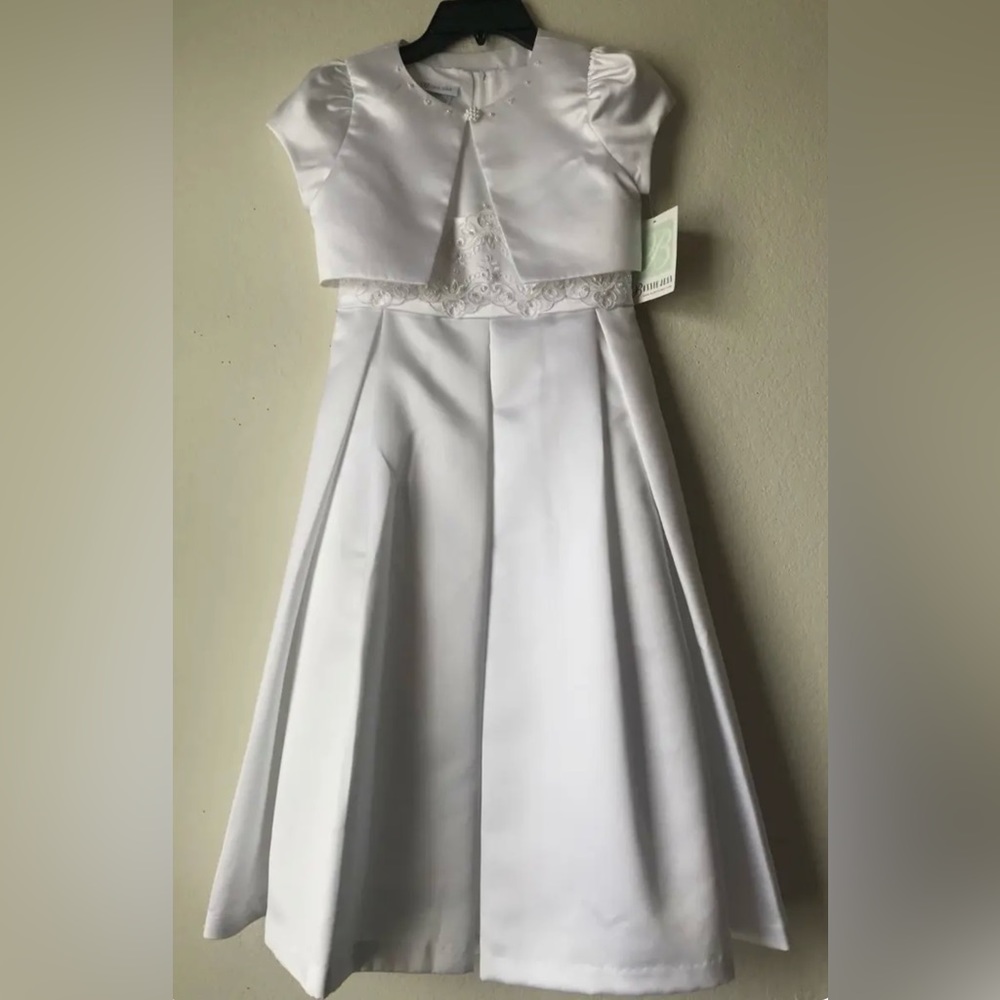 NWT Bonnie Jean Big Girls 7-16 Communion/Baptism/ Flower Girl Dress with Jacket